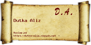 Dutka Aliz névjegykártya